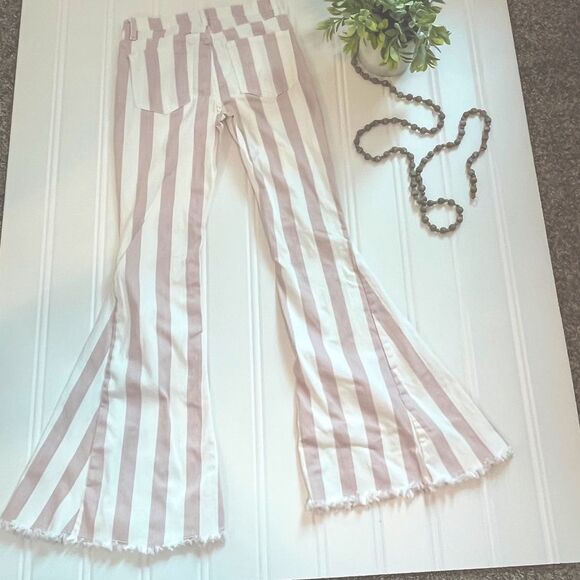 Saints & Hearts Striped Flare Pants Wide Leg Bell Bottoms Size Medium - Picture 10 of 10